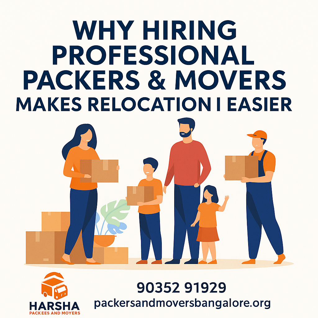 Family moving boxes with Harsha Packers and Movers Bangalore